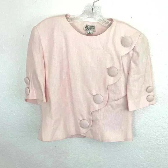 VTG Light Pink Large Button Blazer Top Sz 10 Kathryn Conover Women's Retro - Picture 9 of 11